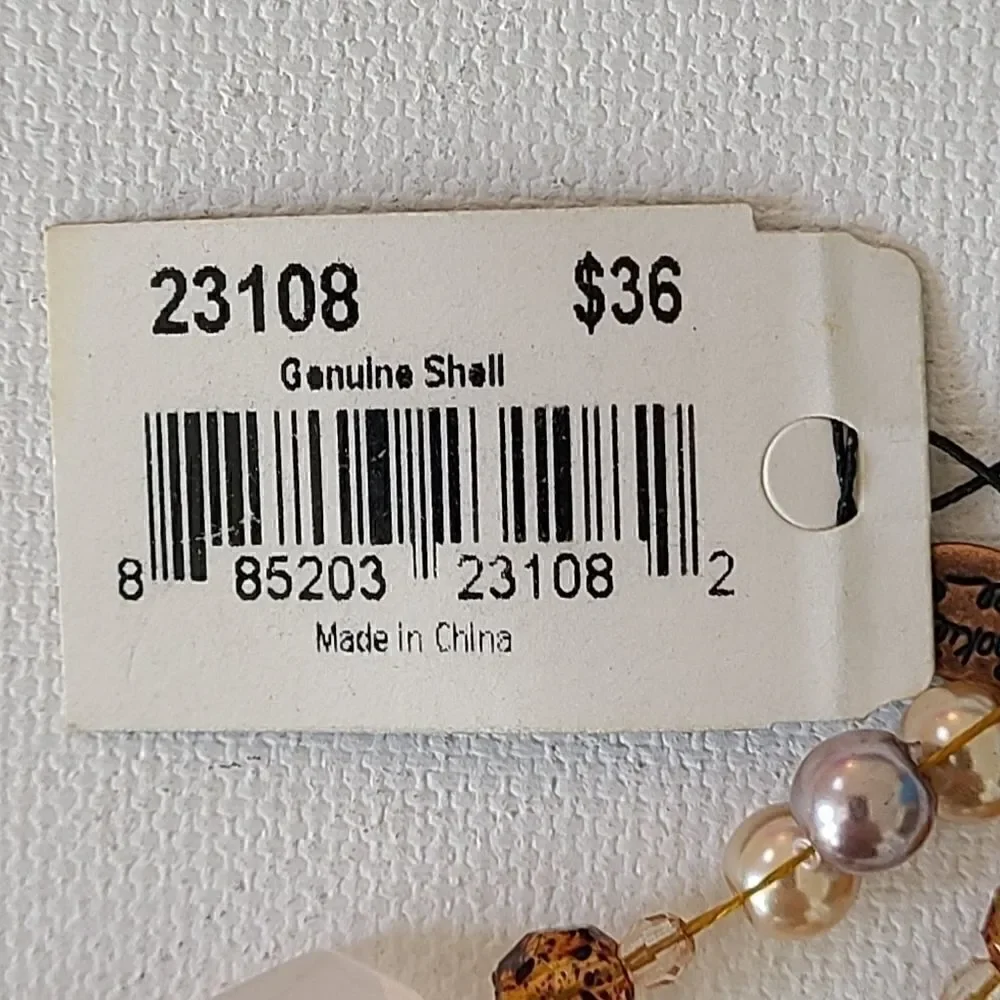 Cookie Lee Bead & Genuine Shell Convert. Necklace